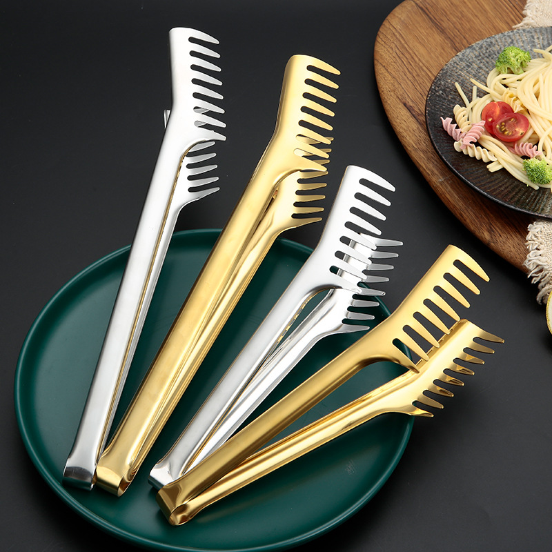 304 stainless steel pasta tongs, comb-shaped food tongs, Korean barbecue tongs, grilled steak tongs, barbecue tongs, buffet food tongs details Picture