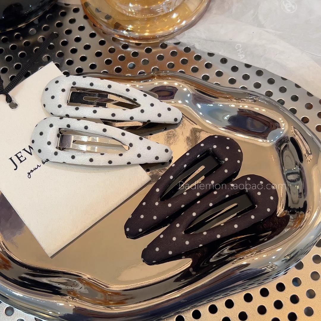 韩系黑白波点布艺发夹发卡发饰头饰气质侧边夹碎发刘海夹2025新款详情4
