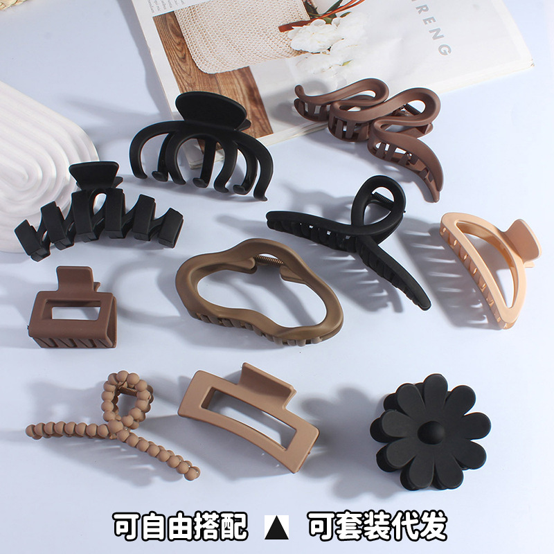 新款韩版大号抓夹后脑勺鲨鱼夹磨砂马尾发夹网红发饰一元地摊批发