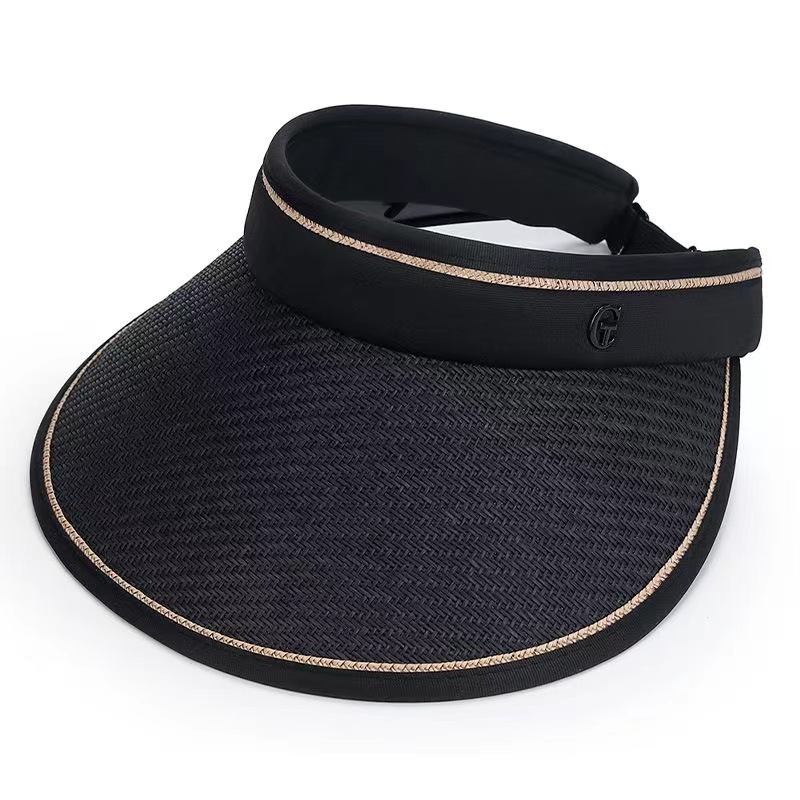 Sun Hat Children's Summer Straw Empty Hat Uv Shielding Face Large Eaves Sunscreen Hat Hard Top Riding Sun Hat Item Picture