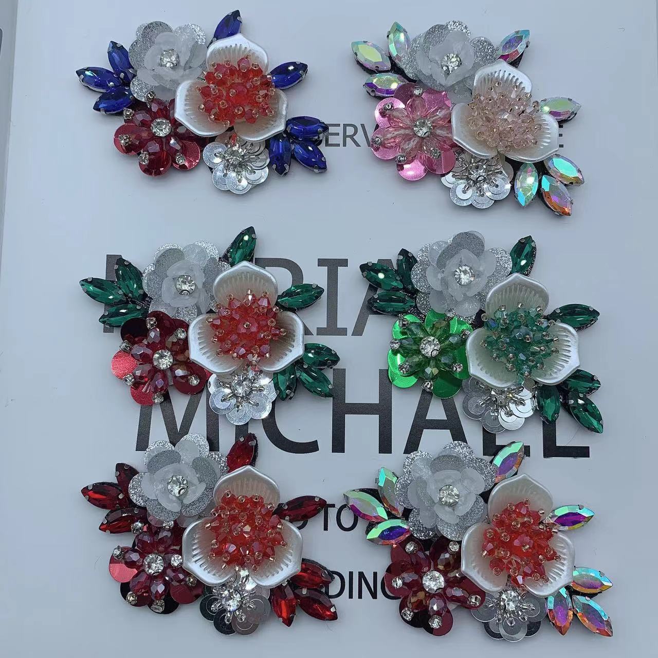 Lantong Spot Handmade Sticky Flower Glass Diamond Shell Crystal Flower Fashion Handmade Decorative Clothing Shoes Hat details Picture