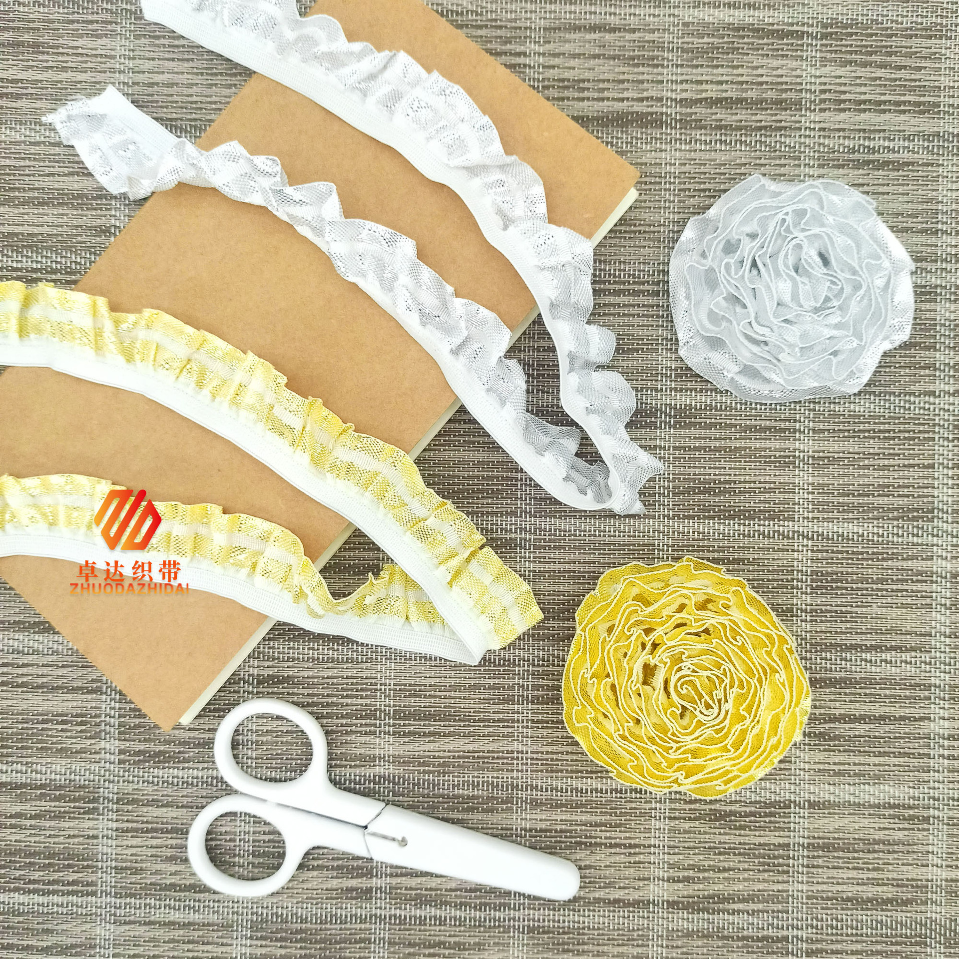 Manufacturers Spot Gold And Silver Onion Wooden Ear Lace Elastic Elastic Ribbon Nylon Clothing Hem Women's Culottes Accessories Specification drawing