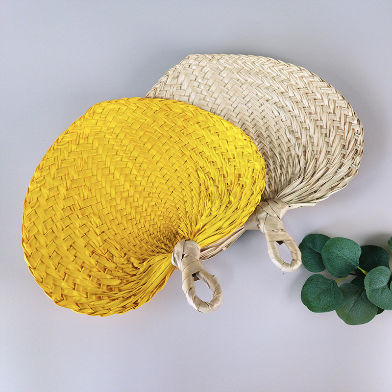 Woven Grass Palm Leaf Braided Fan Retro Chinese Fan Summer Cooling Hand-Hand-Braided Insect Repellent Fan Specification drawing