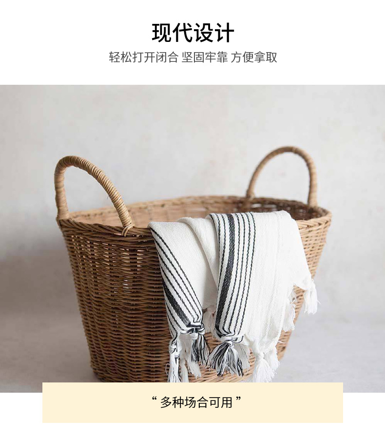 天然藤编脏衣服收纳篮脏衣篓家用洗衣藤编篮子装放衣物筐神器详情16