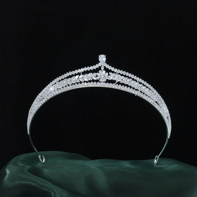 Light luxury diamond-encrusted crown female wedding bride headdress wedding ornaments Princess coming-of-age birthday crown hair hoop wholesale thumbnail