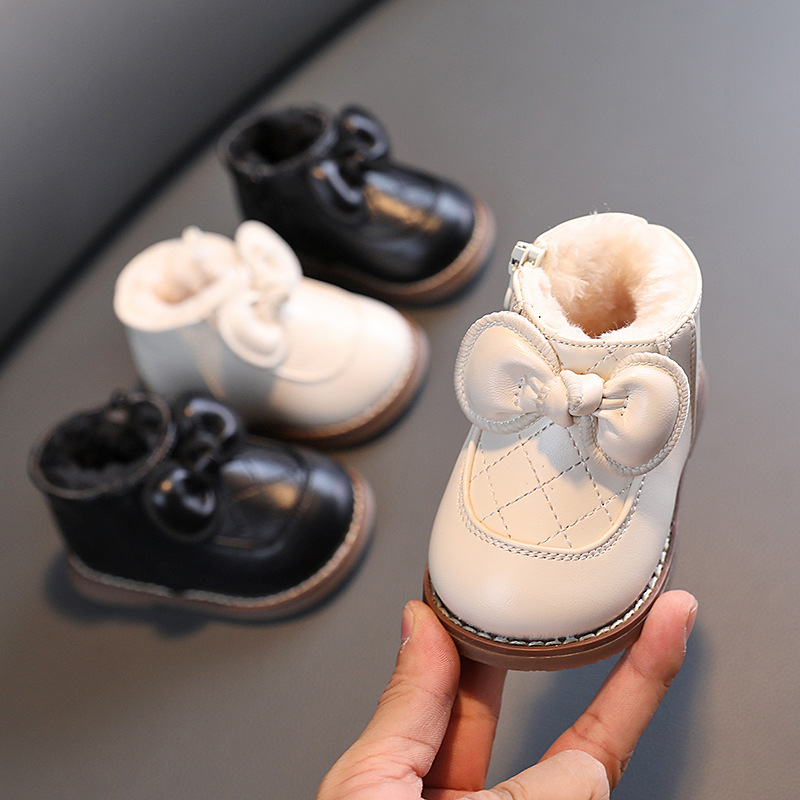 一件代发女宝宝鞋子1公主大棉鞋女童加绒棉鞋婴儿软底学步鞋冬季2