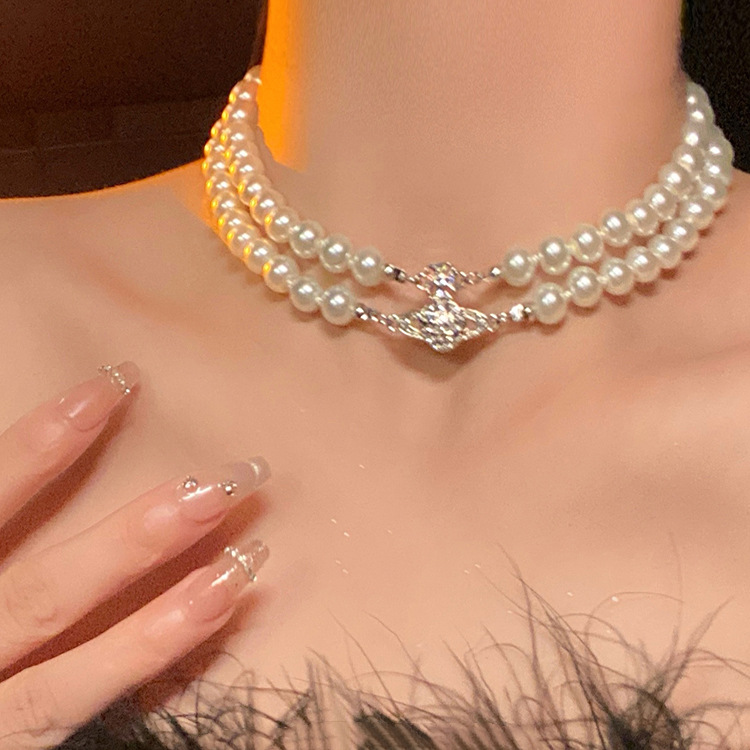 项链/珍珠项链/珍珠/饰品四叶草/毛衣链女长款百搭产品图