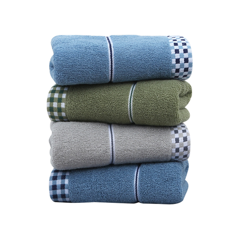 Thickened thousand-bird checkered absorbent cotton towels for home use, face washing, supermarket, hotel gifts, wedding gift box towels Item Picture