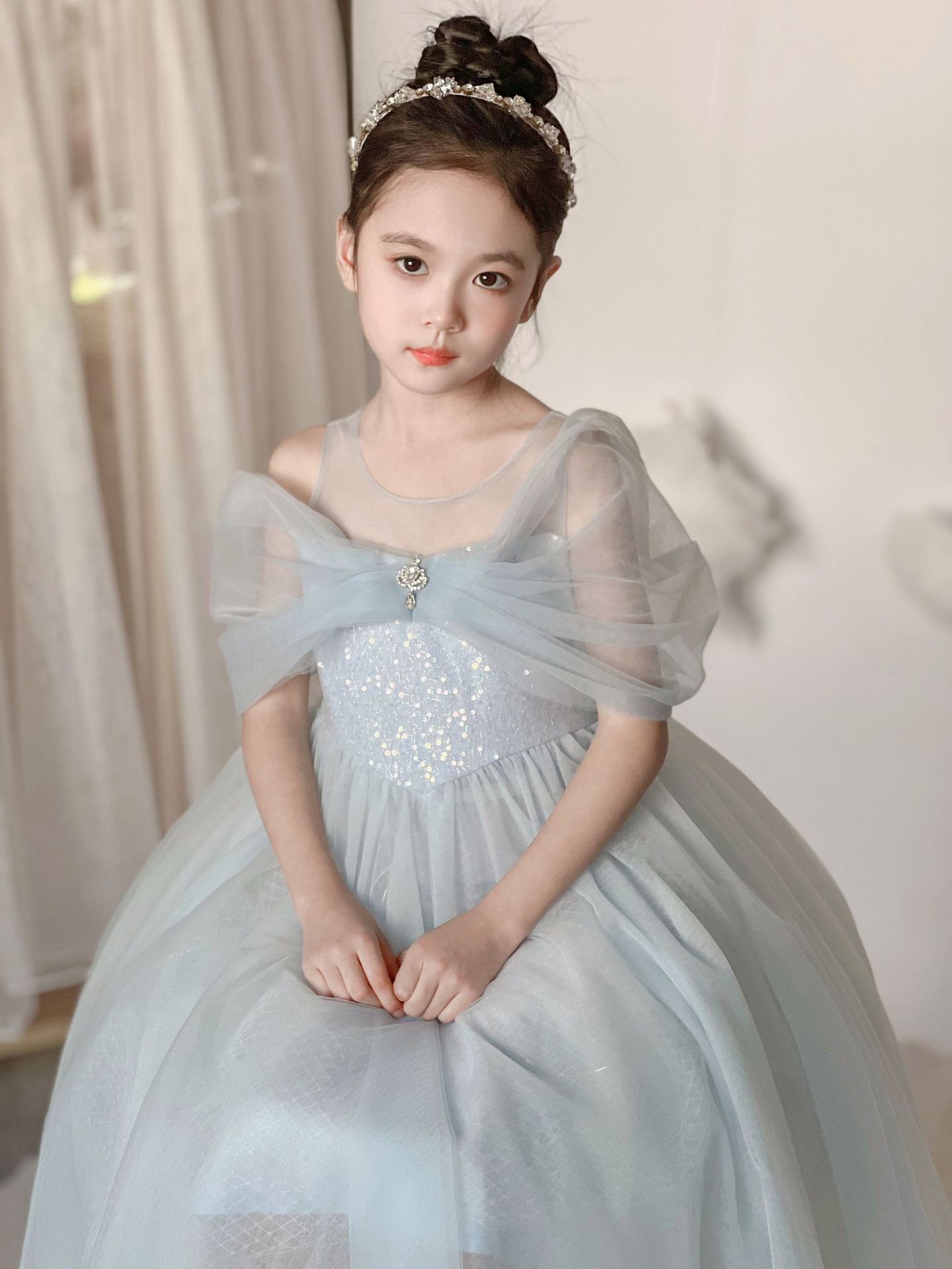 童装女童冰雪奇缘发光公主裙2023夏季儿童爱莎连衣裙生日礼服长裙