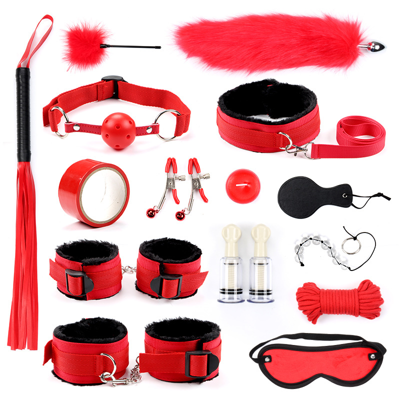 Sex toys webbing plush red 15-piece sex toys male alternative toy bondage set sex underwear sex toys details Picture
