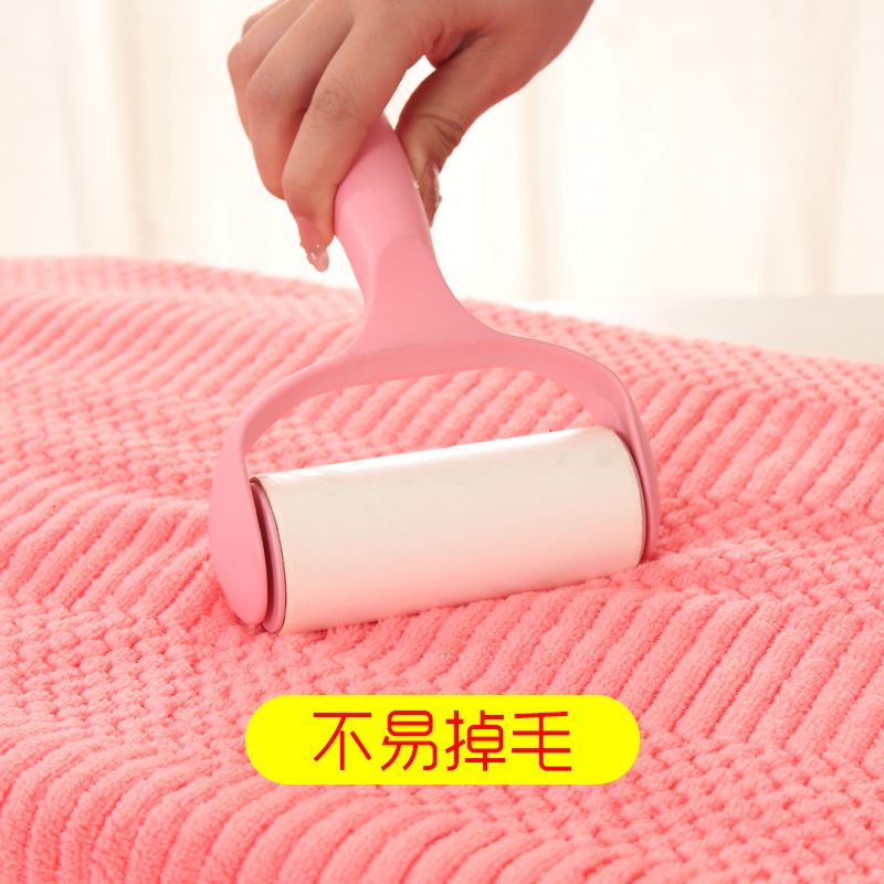 Thickened coral fleece bath towel set, solid color auspicious pattern, soft and absorbent adult beach towel set wholesale Specification image