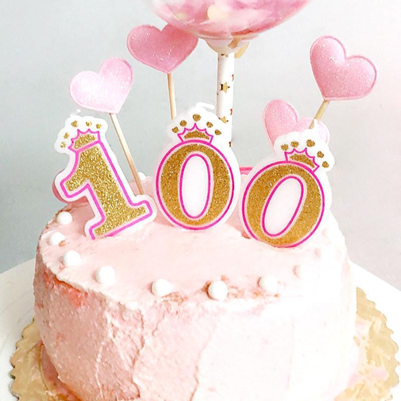 Birthday cake digital candles 0-9, gold powder blue crown printed party birthday candles Application Scenario