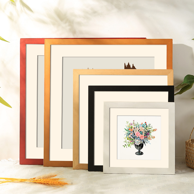 正方形画框装裱国画木质相框挂墙儿童38书法字画钻石十字绣边框50