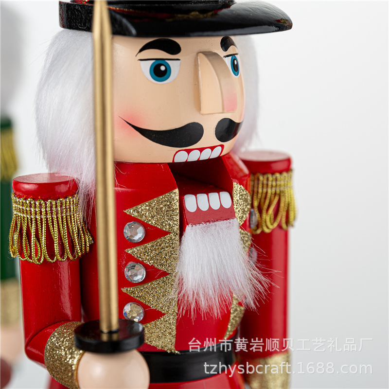 Sb58508 New 38Cm Classic Red Green Sword With Wooden Nutcracker Soldiers Christmas Scene Decoration Application Scenario