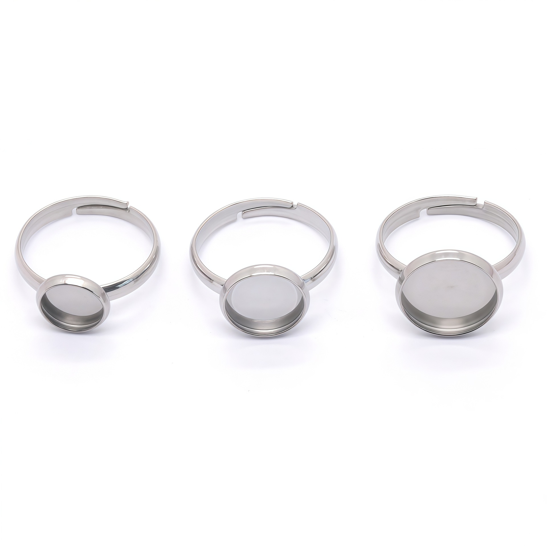 Factory direct sales of stainless steel time gemstone base and empty support ring, diy hand-adjustable ring accessory Item Picture