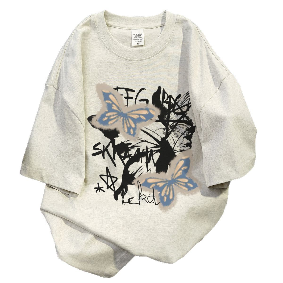 Summer simple 2025 new versatile short-sleeved base layer top, pure cotton American street letter print T-shirt for women Item Picture