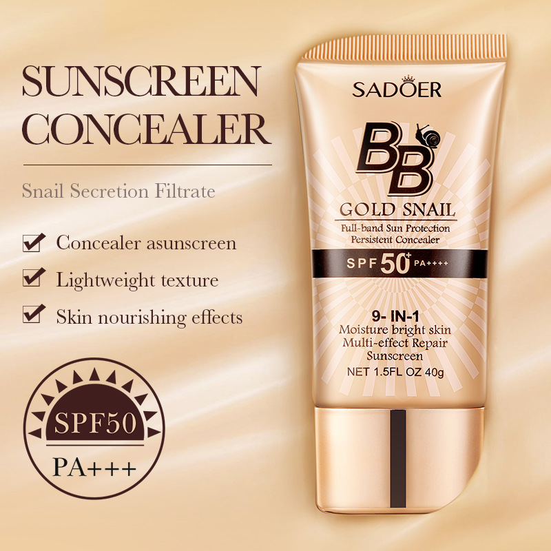全英文BB霜 SADOER遮瑕粉底液防晒BB霜 跨境外贸工厂直销