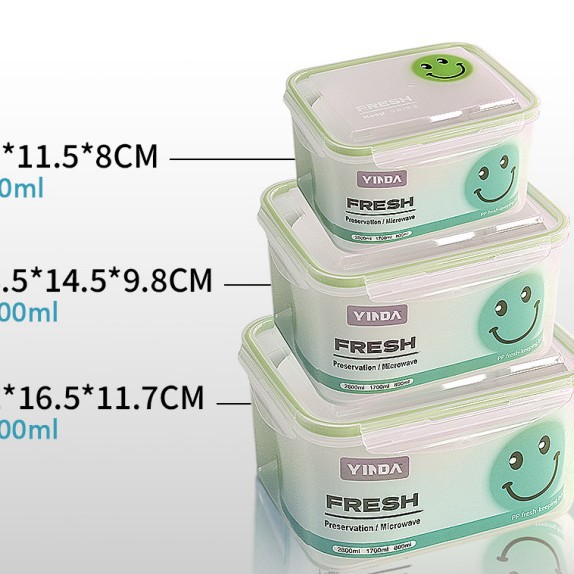 New transparent plastic kitchen portable fruit and vegetable preservation box with a smiling face for cross-border use details Picture
