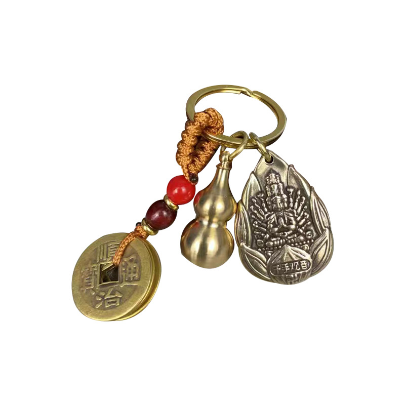 Brass gourd keychains, twelve Chinese zodiac signs and eight guardian deities keychains, zodiac sign pendants manufacturer wholesale Item Picture