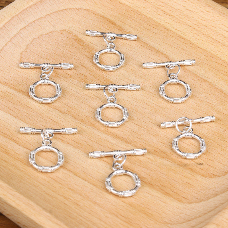 S925银素银款OT扣银饰扣头配件diy手链项链收尾连接扣银饰配件银