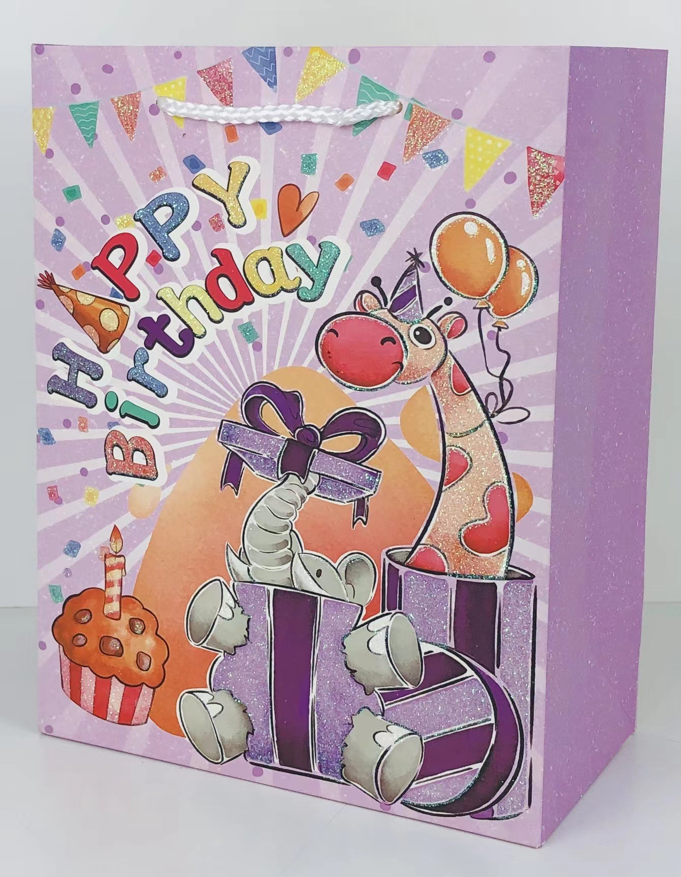 In-stock glitter cartoon BIRTHDAY HAPPY BIRTHDAY tote bags, gift bags, shopping bags, cross-border exclusive supply