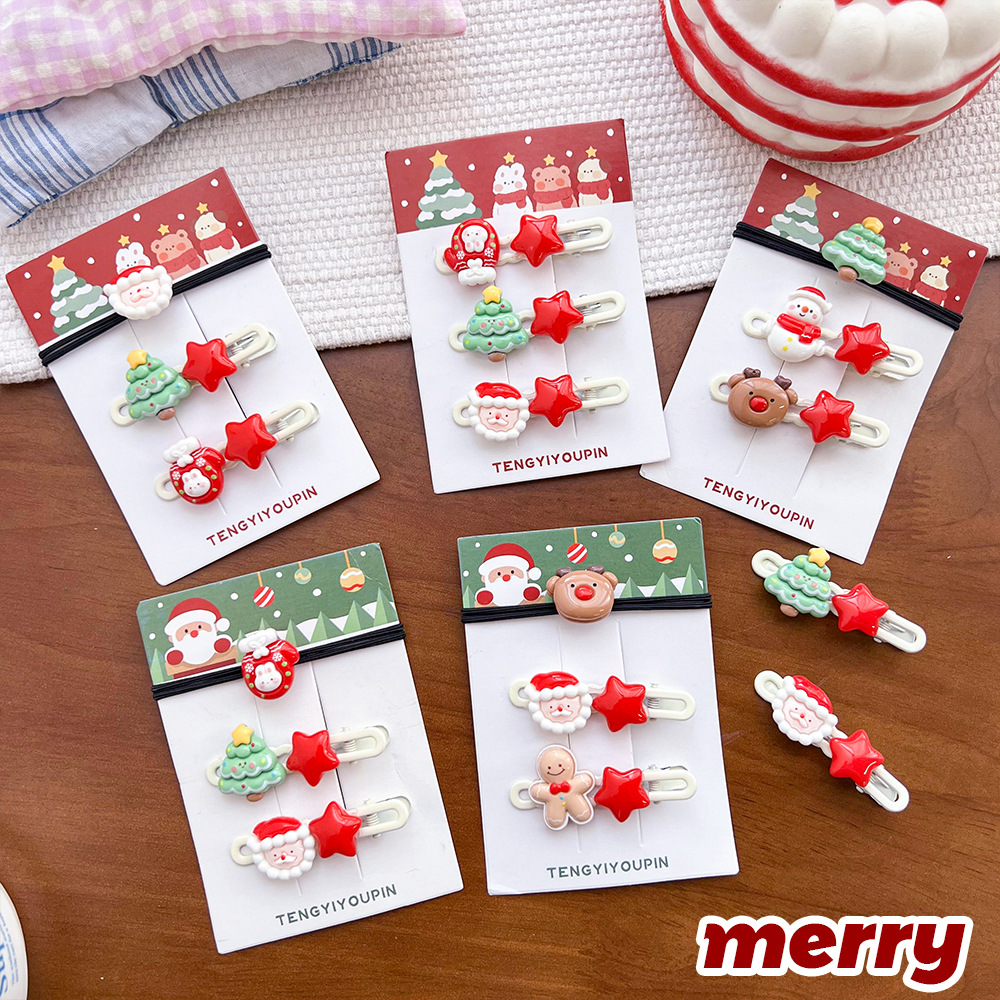 Christmas hair accessory and hair tie set, sweet girl's holiday outfit, bangs, broken hair, student headwear and hair accessory Application Scenario