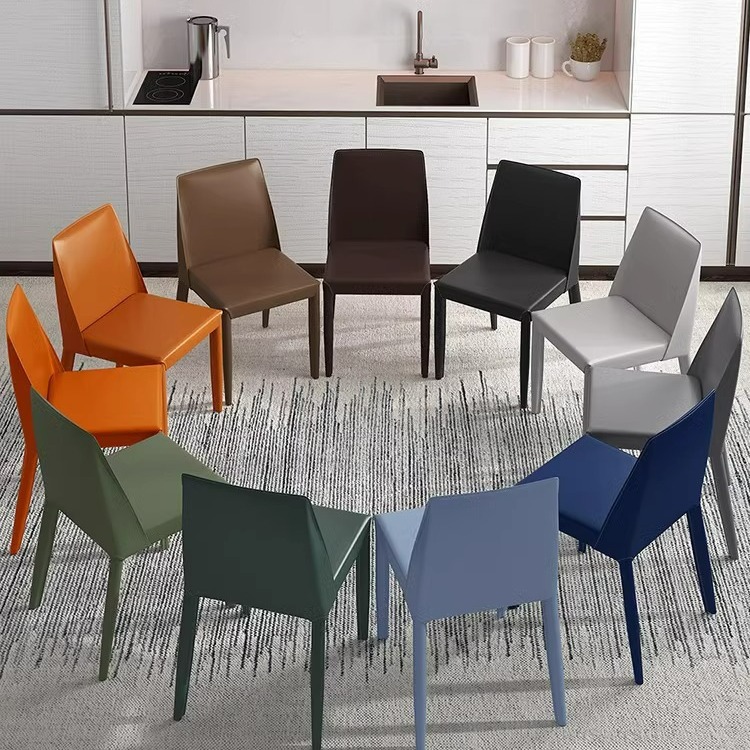 意式餐椅家用皮椅子餐厅酒店靠背椅子工业风设计师马鞍椅餐桌椅