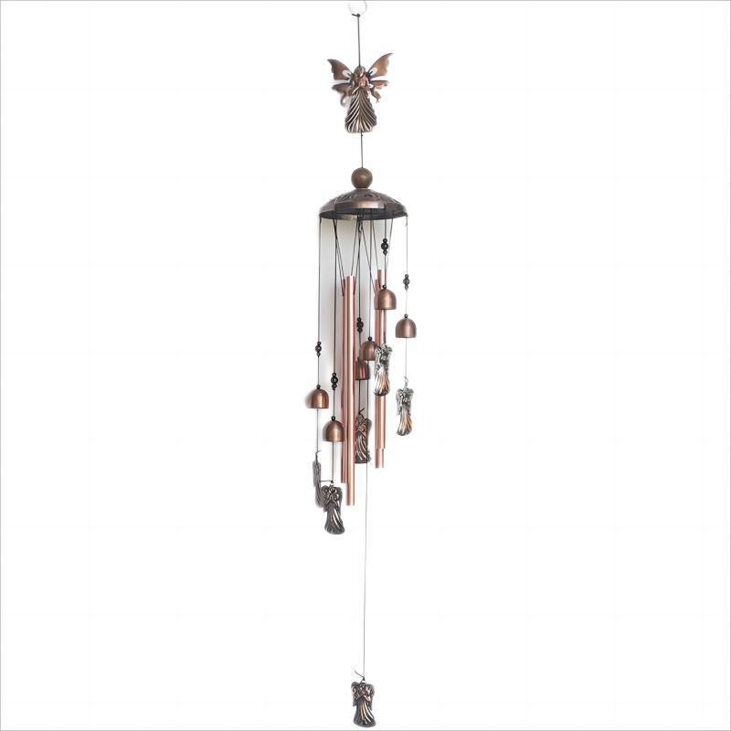 Electroplated Brass Metal Pipe Bell Wind Chimes Hanging Decoration Three-Dimensional Angel Balcony Courtyard Retro Cross-Border Amazon Item Picture