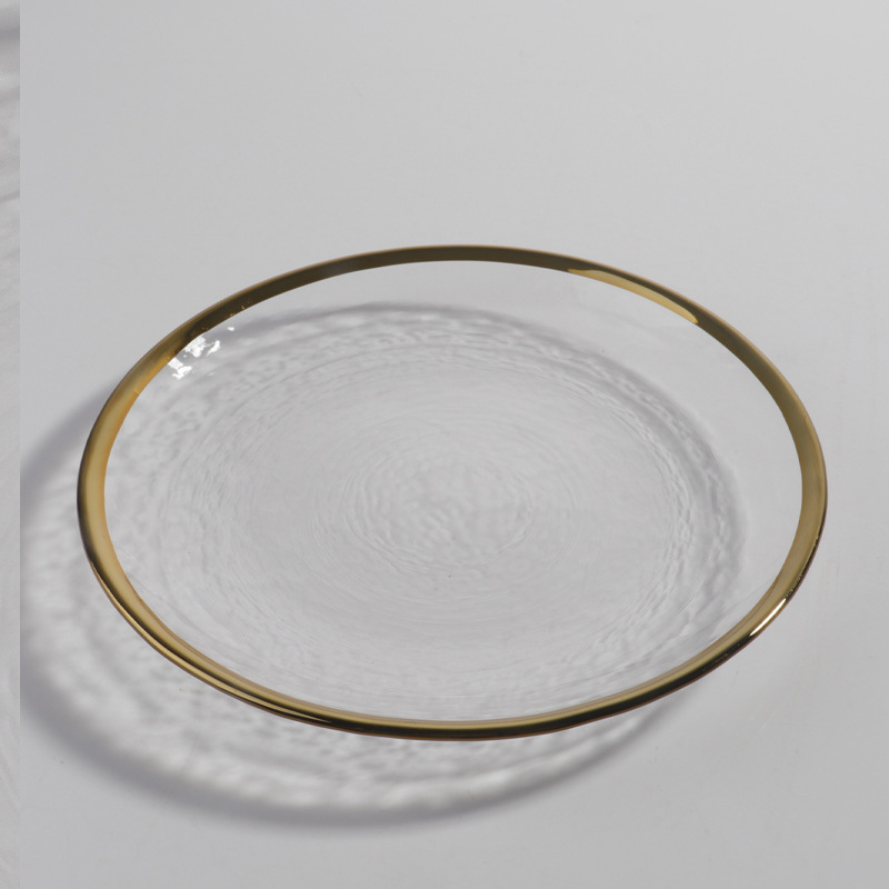 Gold Rim Glass Plate Japanese Cold Pattern Plate Household Pyrex Bowl Fruit Vegetable Dessert Salad Bowl Glass Tableware Application Scenario