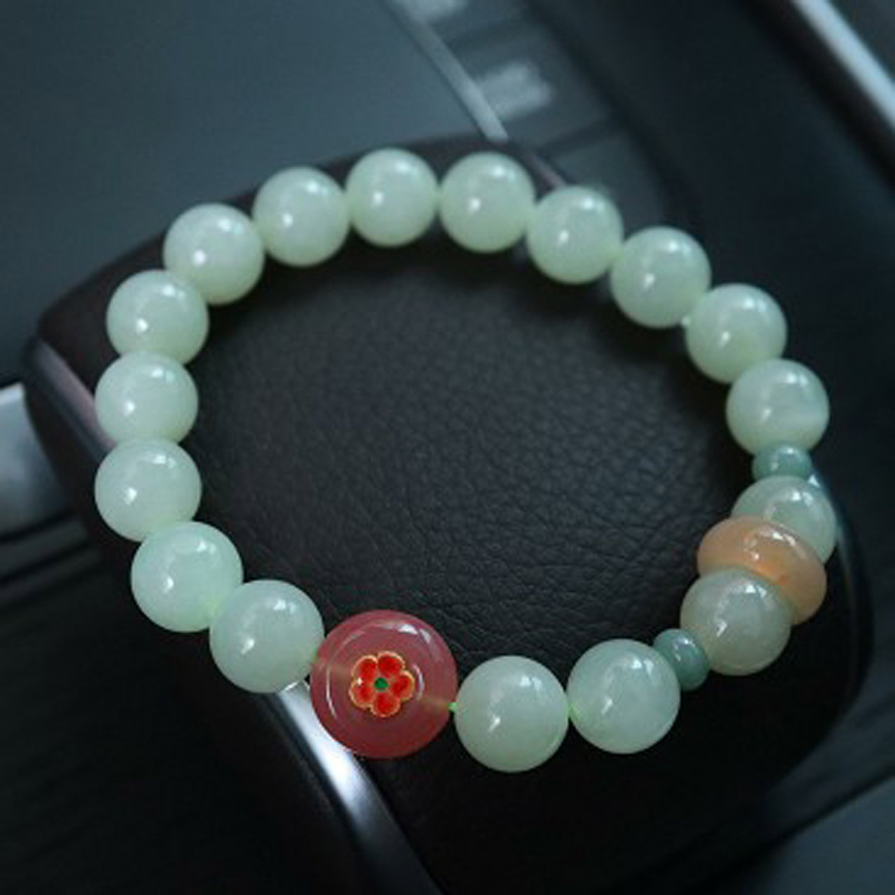 樱桃圆珠设计款/天然和田玉细节图
