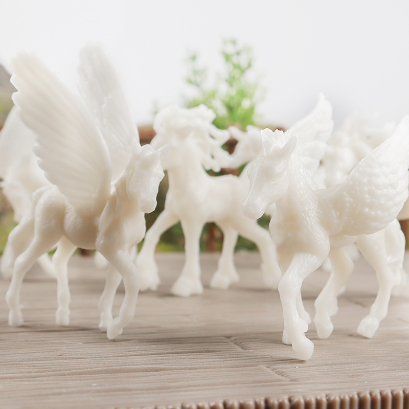 跨境白胚DIY绘画涂色实心迷你独角兽飞马模型仿真动物白模玩具详情图2