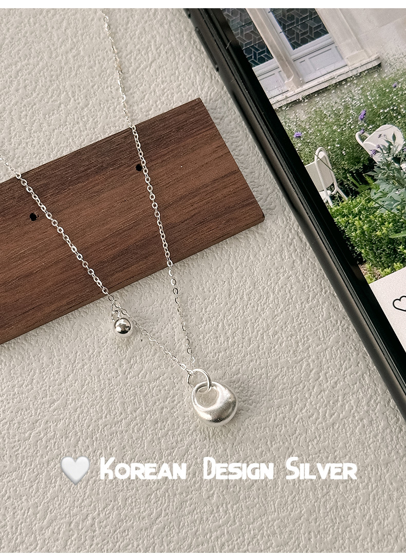 s925纯银银坨子银珠项链女精致简约小众ins设计素银招财锁骨链详情10