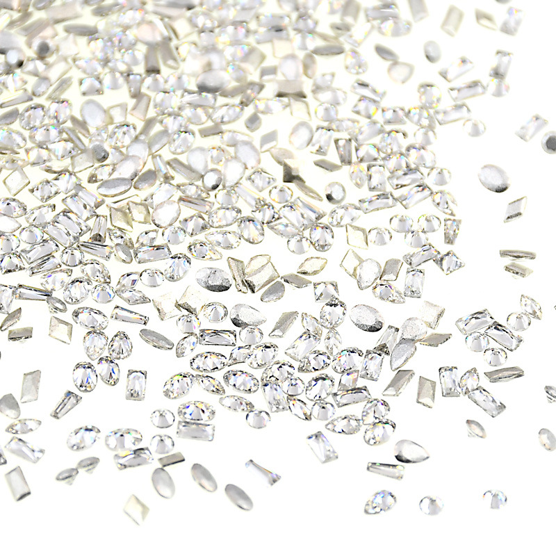 5A flat-bottomed beveled zircon mixed mini irregular-shaped super shiny wheat ear small nail stickers diy diamond nail art accessories Item Picture
