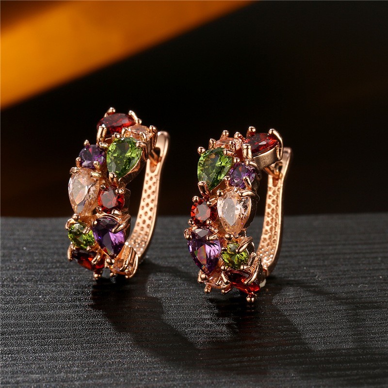 Mona Lisa earring, a best-selling crystal zircon fashion rose gold earring in Europe and America, zircon earrings, cross-border earrings Specification image