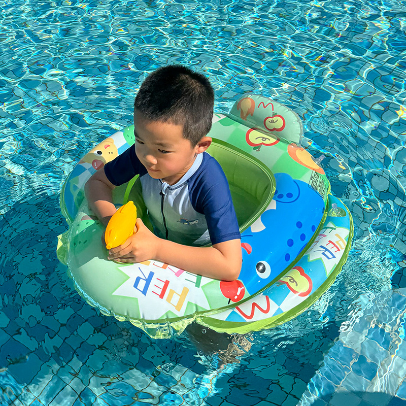 Take A Boat With A Water Gun Cute Cartoon Printed Children's Steering Wheel Seat For Children And Babies Swimming Sponge Bottom Ring Wholesale Specification drawing