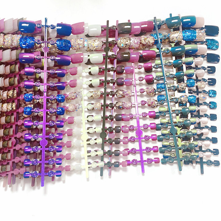 夏天必备24片全号脚趾大亮片预制穿戴甲爆闪成品脚趾甲贴片量大批详情1