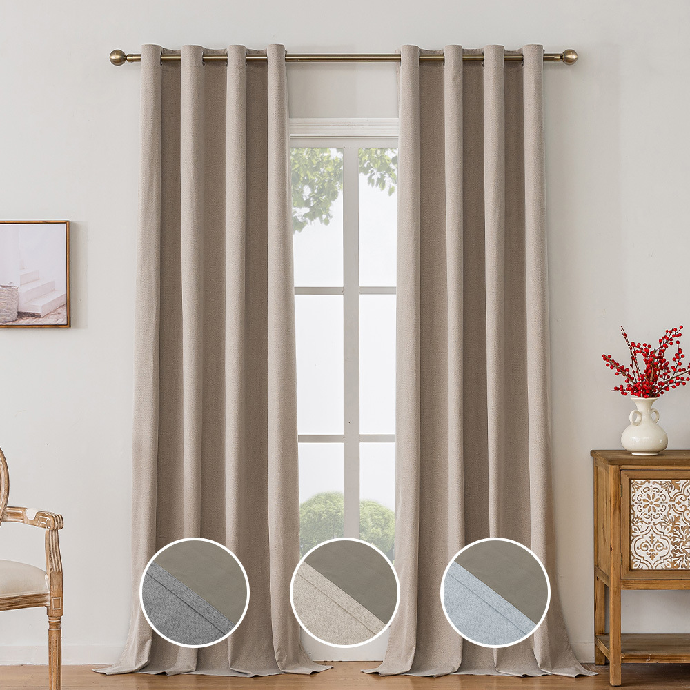 Cross-border exclusive amazon export matte linen full blackout bedroom and living room curtains wholesale curtains finished curtains