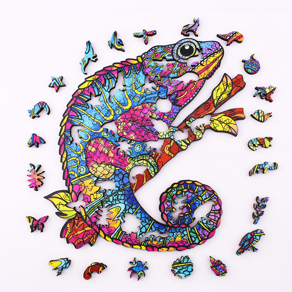 跨境爆款激光切割不规则异形拼图木制拼图枫木3d立体异形拼图可定图