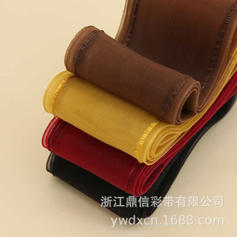 Dingxin Ribbon Wholesale, dotted edge net gauze ribbons, diy handmade hair accessories, bows, flower gifts, packaging gauze ribbons details Picture