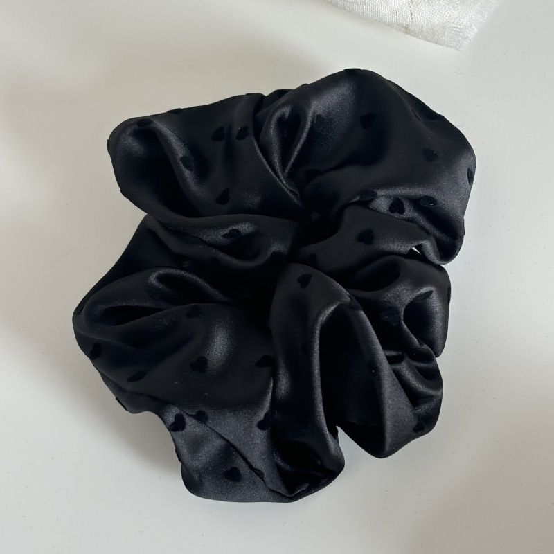Elegant heart-shaped satin large intestine hair band, new hair tie, women's high-end hair tie, hair accessory Specification drawing