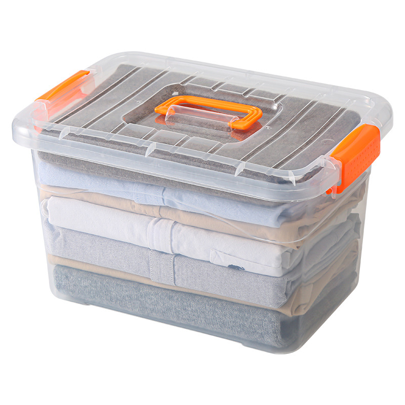塑料收纳箱桌面透明收纳盒带手提零食收纳盒车载储物箱玩具整理箱详情图5
