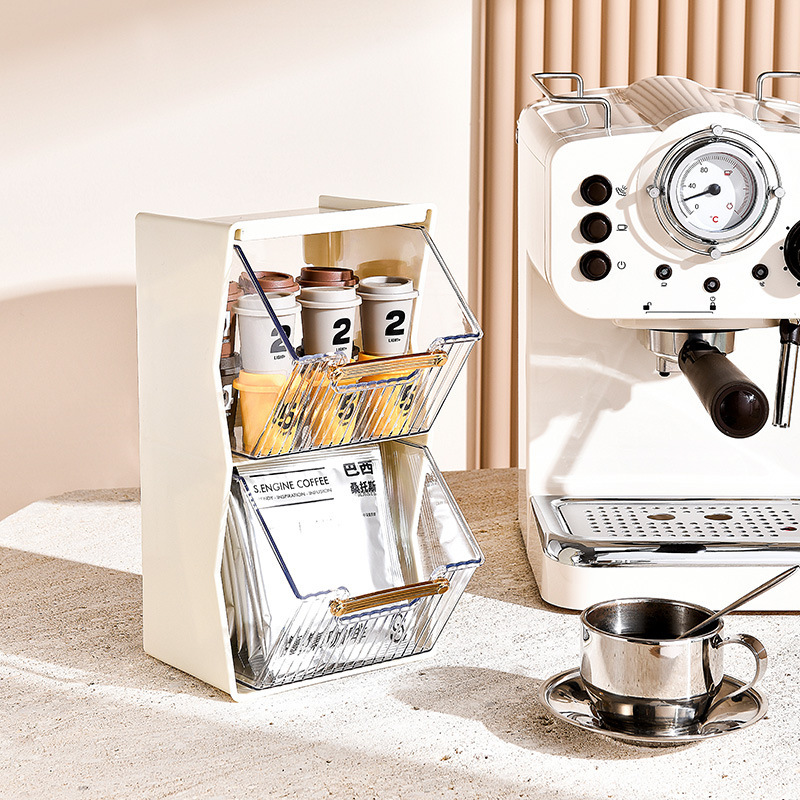Tea Bag Storage Box Tea Capsule Coffee Lemon Slice Storage Transparent Pet Double Desktop Storage For Snack Storage details Picture