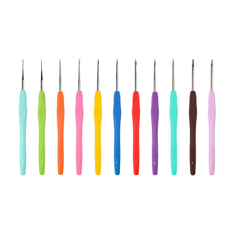 Manufacturers direct sales color TRP soft handle crochet wool sweater handmade diy knitting tools metal fine head crochet Item Picture