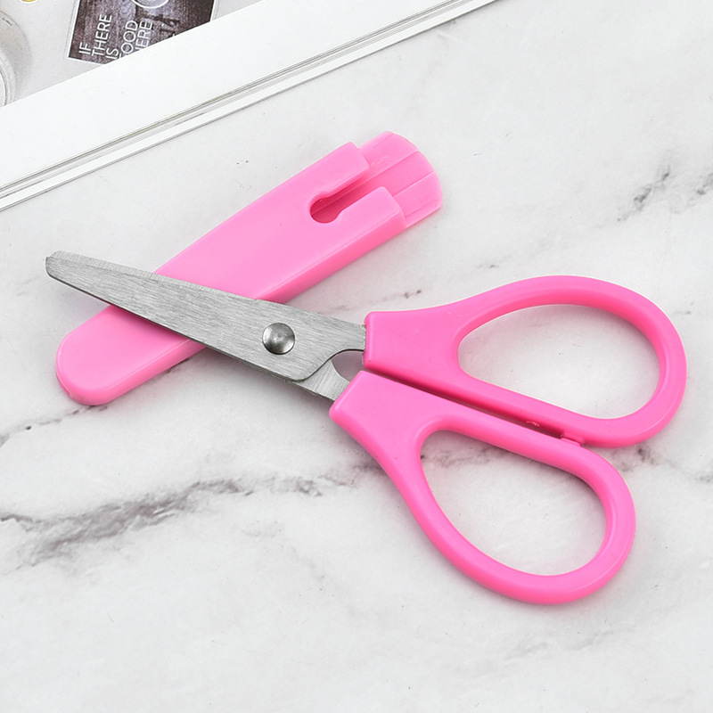 Children's stationery scissors, office scissors, student DIY handcrafted scissors, household children and toddlers' paper-cutting round-headed small scissors Specification image