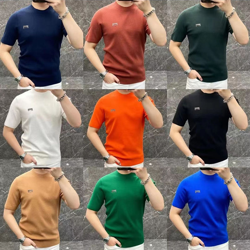Spring/Summer 2023 new men's ice linen short-sleeved fashionable and versatile light luxury top dropshipping
