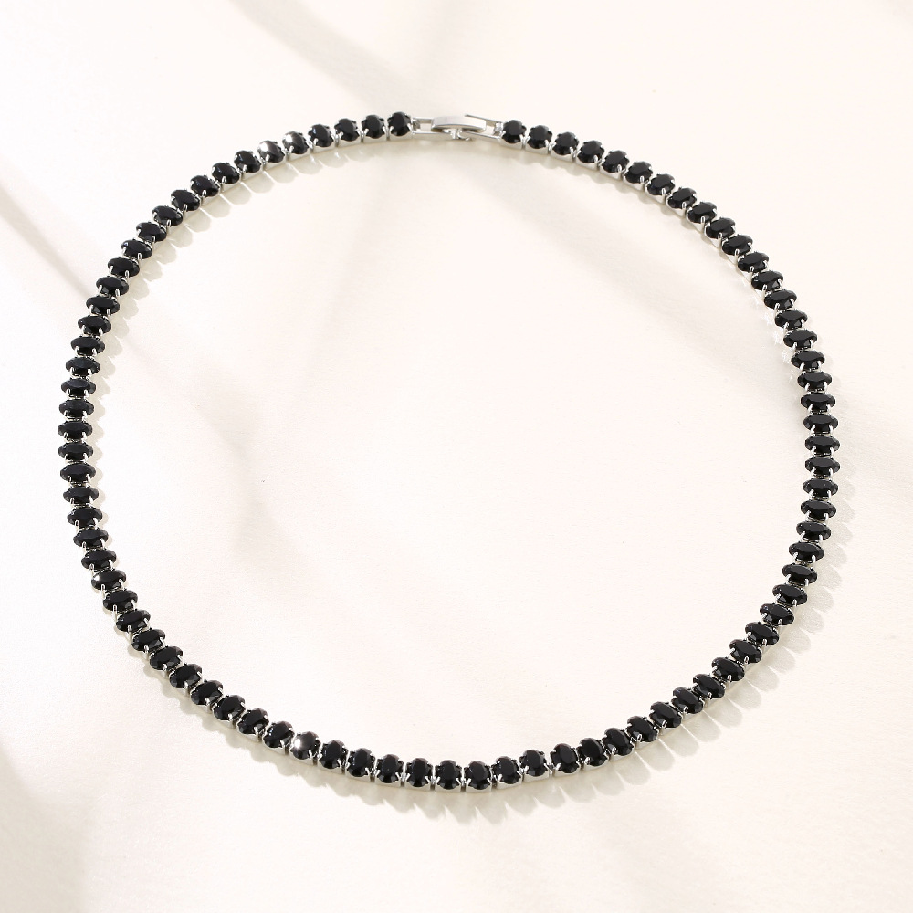 A row of Kashi European and American hip-hop copper-inlaid zircon necklaces on Instagram, a hit tennis chain in multiple sizes, oval 4*6 in various colors details Picture