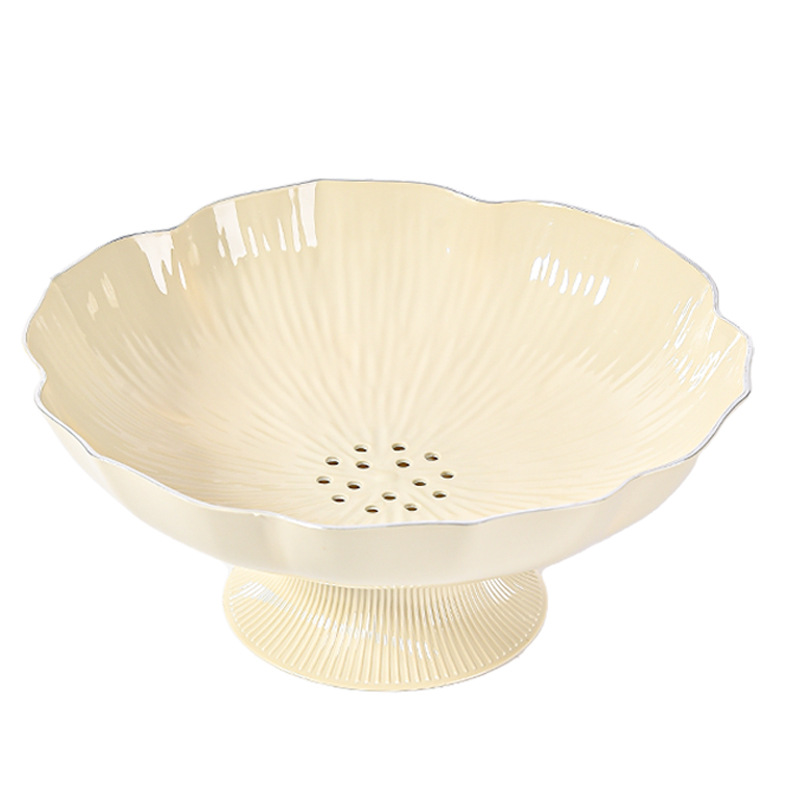 Wholesale simple and fashionable fruit platters, high-legged plastic fruit platters, wedding fruit platters, and light luxury European-style draining fruit platters Item Picture