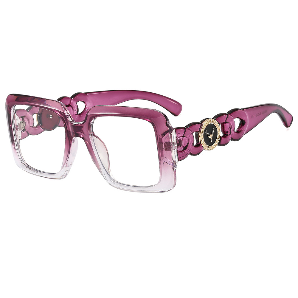Large-frame square chain hollowed-out leg flat vision glasses for men and women, personalized and fashionable anti-blue light academic glasses, can be paired with myopia glasses Application Scenario
