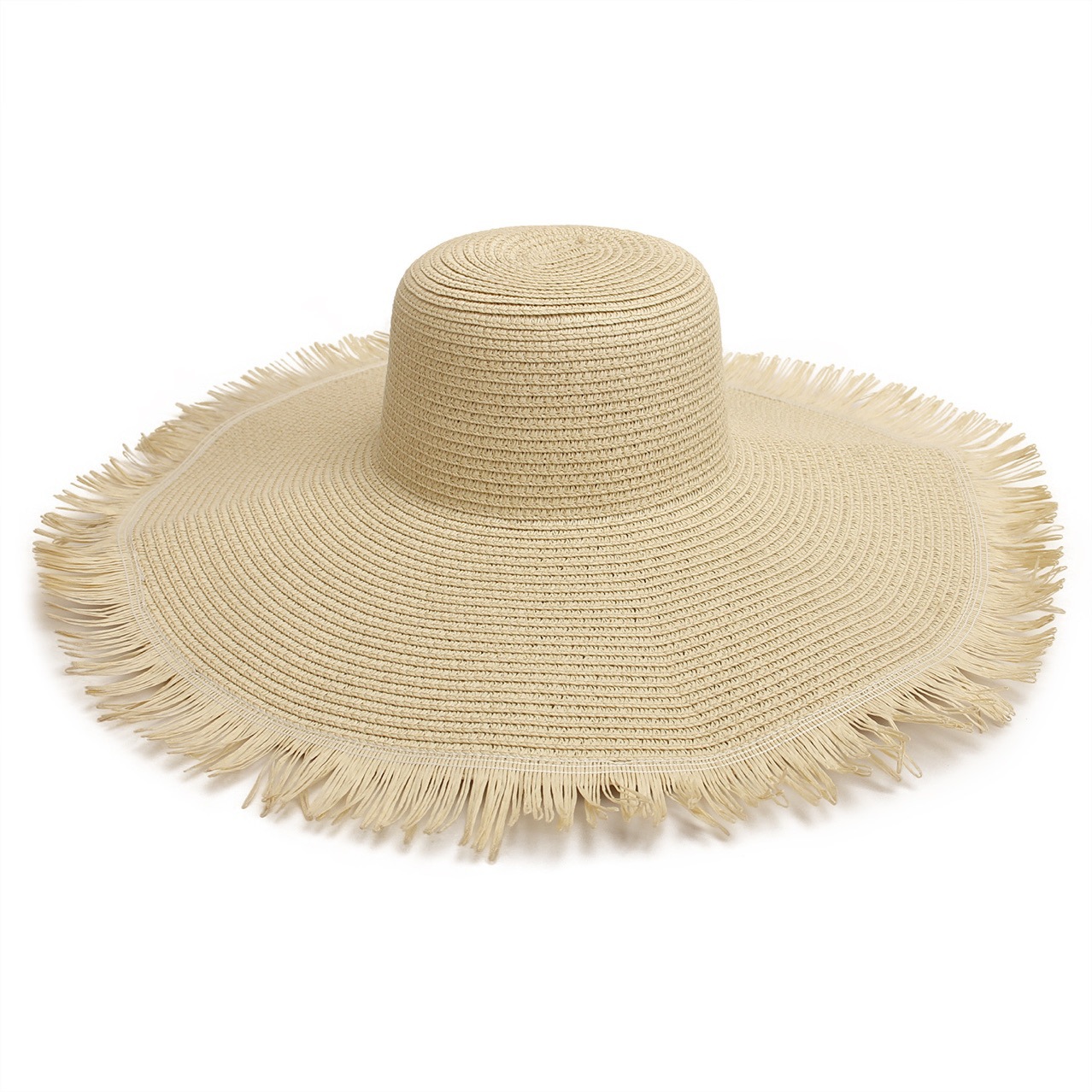 Summer Outdoor Large Eaves Beach Outing Sun Hat Women's Braided Fur-Trimmed Straw Hat Bohemian Beach Hat Item Picture