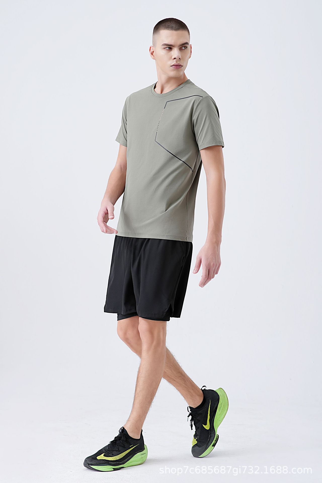 Casual stretch manga corta camiseta hombre verano nuevo hielo seda transpirable juventud deportiva top versátil jersey pic 12